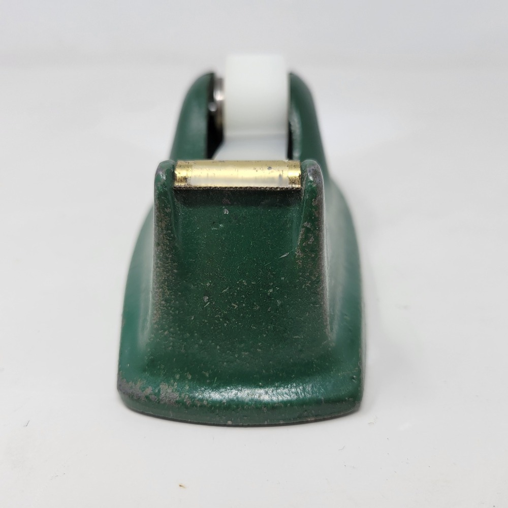 Vintage Permacel Cast Iron Tape Dispenser Green Industrial Heavy Duty MCM Desk - Picture 6 of 10